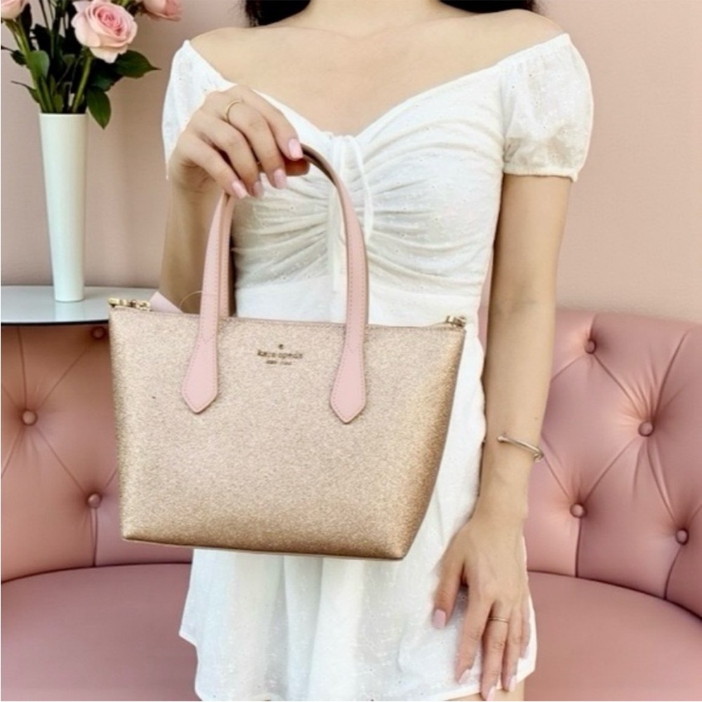 Kate Spade Pink & Rose Gold Glitter Satchel